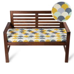 Water Resistant Garden Outdoor Bench Seat Pad - Scandi Hills (Available in 2-Seater or 3-Seater Size)