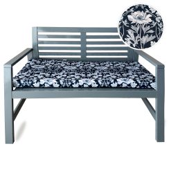 Water Resistant Garden Outdoor Bench Seat Pad - Summer Navy Blue Floral (Available in 2-Seater or 3-Seater Size)