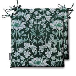 Set of 2 Water Resistant Garden Seat Pads - Summer Green Floral Design