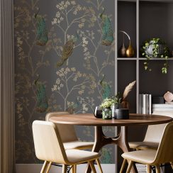 Floral Non-Woven Wallpaper - Peacock Grey