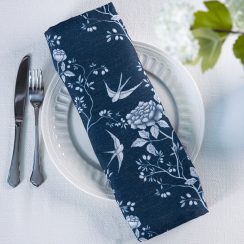 Celina Digby Luxury Eco-Friendly Recycled Linen-Like Fabric Napkin Set - Cecylia Navy - (38 x 38cm)