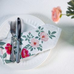 Celina Digby Luxury Eco-Friendly Recycled Linen-Like Fabric Napkin Set - Rose Garden Natural - (38 x 38cm)