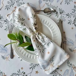 Luxury Heavy Linen-Feel Festive Napkins - Christmas Doves of Peace (38cm) Available in Set of 4 or 6