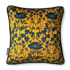 Luxury Super Soft Heavyweight Velvet Cushion - Four Seasons Summer Mustard & Navy