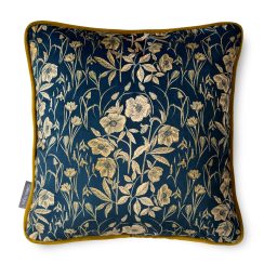 Luxury Super Soft Heavyweight Velvet Cushion - Four Seasons Spring Navy Blue & Gold