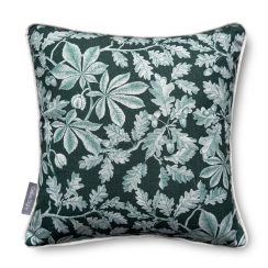 Luxury Heavy Linen-Blend Cushion with Piping, Four Seasons - Autumn - Forest Green & Cream