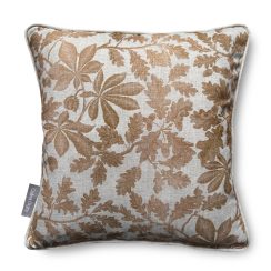 Luxury Heavy Linen-Blend Cushion with Piping, Four Seasons - Autumn - Gold & Cream