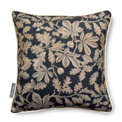 Luxury Heavy Linen-Blend Cushion with Piping, Four Seasons - Autumn - Graphite & Gold