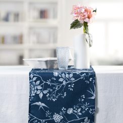 Celina Digby Luxury Eco-Friendly Recycled Linen-Like Fabric Table Runner - Cecylia Navy - Available in 3 Sizes