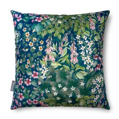 Luxury Super Soft Velvet Cushion - Cottage Garden Teal Floral - Available in 3 Sizes, Square and Rectangular