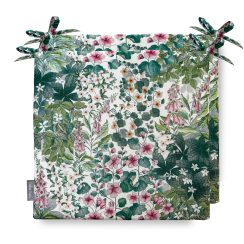 Set of 2 Water Resistant Garden Seat Pads - Cottage Garden White (Available in 3 Sizes)