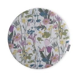 Circular / Round (38cm) Water Resistant Garden Seat Pad - English Garden Floral Design