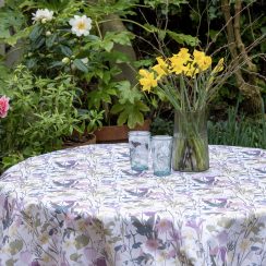 Outdoor Garden Water Resistant Tablecloth AVAILABLE IN 7 SIZES - Optional Centre Hole for Parasol - English Garden Floral