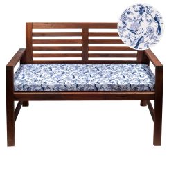 Water Resistant Garden Outdoor Bench Seat Pad - Exotic Birds Blue (Available in 2-Seater or 3-Seater Size)