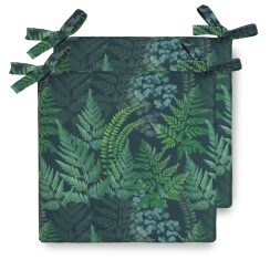 Set of 2 Water Resistant Garden Seat Pads - Ferns (Available in 3 Sizes)