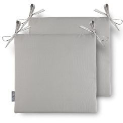 Set of 2 Water Resistant Garden Seat Pads - Silver Grey (Available in 3 Sizes)