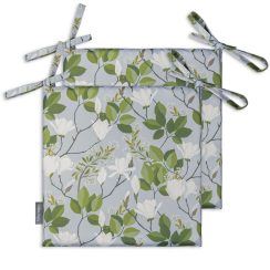 Set of 2 Water Resistant Garden Seat Pads - Magnolia Grey (Available in 3 Sizes)