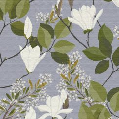 Premium Quality Water and Stain-Resistant Fabric - Magnolia Grey Floral Pattern