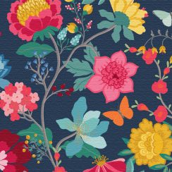 Premium Quality Water and Stain-Resistant Fabric - Midsummer Night Floral Botanical