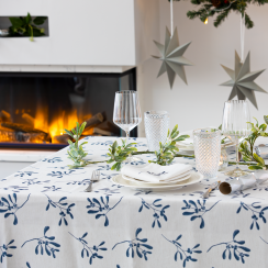 Luxury Christmas Linen-Feel Tablecloth - Mistletoe White - Available in 9 Sizes