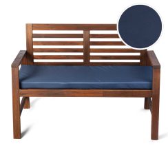 Water Resistant Seat Pad for Garden Outdoor Bench - Double-Sided Plain Navy Blue (Available in 2-Seater or 3-Seater Size) BENCH NOT INCLUDED