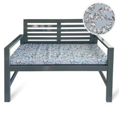 Water Resistant Garden Outdoor Bench Seat Pad - Orchard Blossom Duck Egg (Available in 2-Seater or 3-Seater Size)