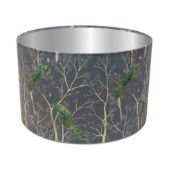 Luxury Soft-Touch Velvet Lampshade - Available for Ceiling Light, Standard Lamp or Table Lamp - Peacock Grey