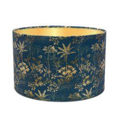 Luxury Soft-Touch Velvet Lampshade - Available for Ceiling Light, Standard Lamp or Table Lamp -  Rainforest Midnight Blue