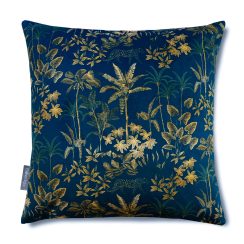 Luxury Velvet Cushion - Rainforest Midnight Blue, Available in 3 Sizes, Square and Rectangular