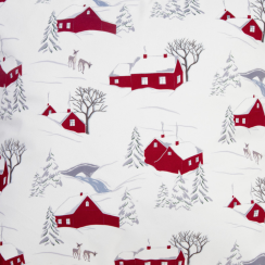 Super Soft-Touch Velvet Fabric by the Metre  - Winter Village, Festive Christmas Design