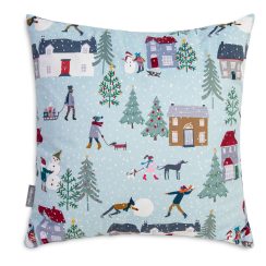 Luxury Christmas Velvet Cushion - Snowy Day - Available in 2 Sizes