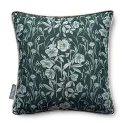 Luxury Heavy Linen-Blend Cushion with Piping, Four Seasons - Spring - Forest Green & Cream