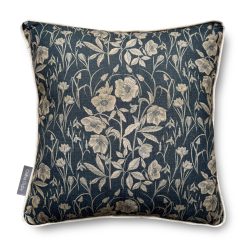 Luxury Heavy Linen-Blend Cushion with Piping, Four Seasons - Spring - Graphite & Gold