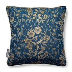 Luxury Heavy Linen-Blend Cushion with Piping, Four Seasons - Spring - Navy & Gold