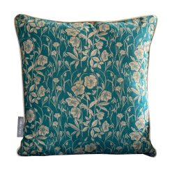 Luxury Heavy Linen-Blend Cushion with Piping, Four Seasons - Spring - Teal & Gold