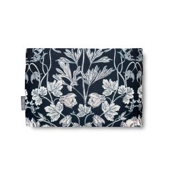 Outdoor Garden Water Resistant Tablecloth AVAILABLE IN 7 SIZES - Optional Centre Hole for Parasol - Summer Navy Blue, Floral Design