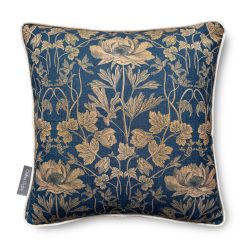 Luxury Heavy Linen-Blend Cushion with Piping, Four Seasons - Summer - Navy & Gold