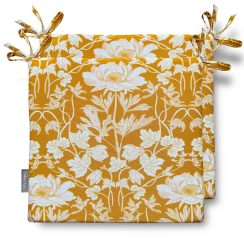 Set of 2 Water Resistant Garden Seat Pads - Summer Mustard Floral Design