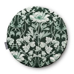 Circular / Round (38cm) Water Resistant Garden Seat Pad - Summer Green Floral