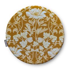 Circular / Round (38cm) Water Resistant Garden Seat Pad - Summer Mustard Floral