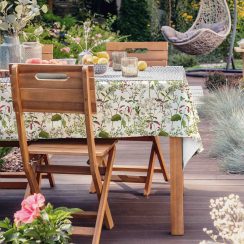 Outdoor Garden  Water Resistant Tablecloth AVAILABLE IN 7 SIZES - Optional Centre Hole for Parasol - Welsh Meadow Floral