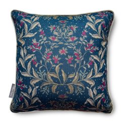 Luxury Heavy Linen-Blend Cushion with Piping, Four Seasons - Winter Christmas Ivy Navy & Gold