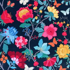 Super Soft-Touch & Luxury Heavyweight Upholstery Velvet Fabric by the Metre - Midsummer Night Floral Design